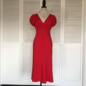 Red bias cut silk J. Crew dress, size 4